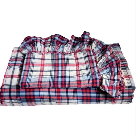 Parure De Lit TWIN Pottery Barn 3 Pièces - Couette Réversible Et Taies - Madras Plaid - Coton